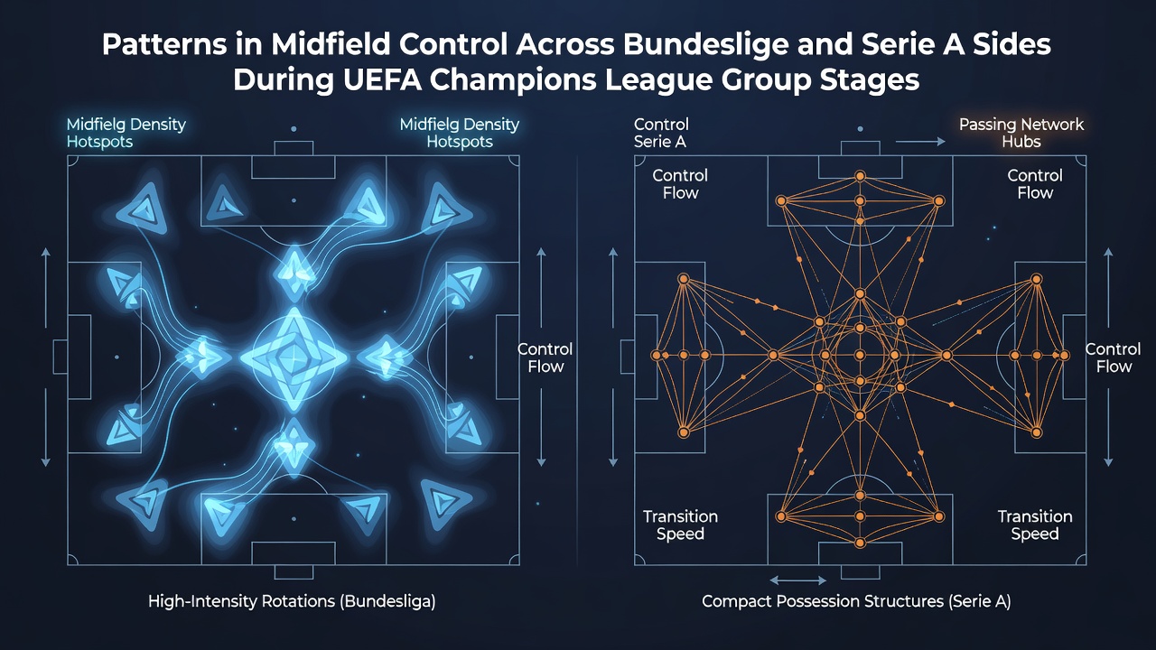 Serie A and Bundesliga players tracking runs in the central midfield during Champions League action