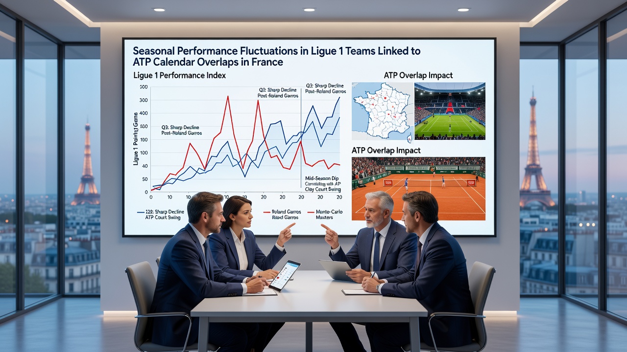 ATP tennis court adjacent to a Ligue 1 stadium during calendar overlap in France