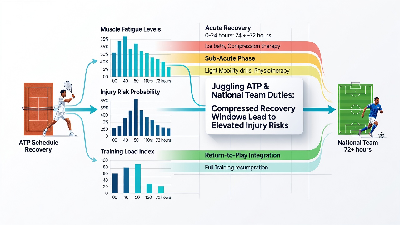 Athlete following structured recovery routines amid mixed tennis and national team obligations